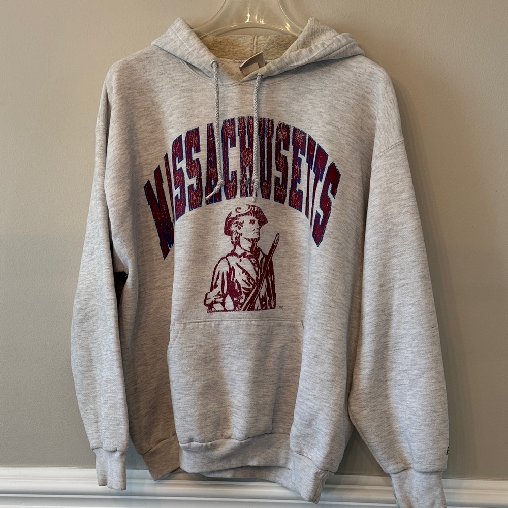 Massachusetts Graphic Hoodie in Light Gray
